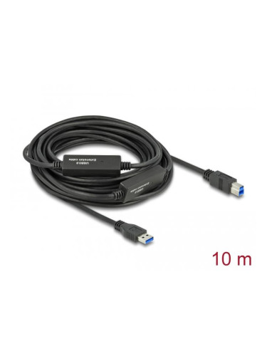 Кабел Delock USB-A мъжко - USB-B женско, USB 3.2Gen1, 10м, Черен