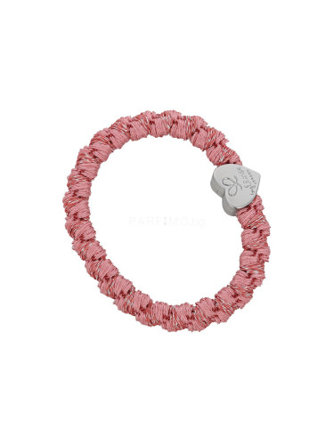 By Eloise London Woven Silver Heart Ластик за коса за жени 1 бр Нюанс Flamingo Pink