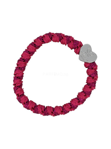 By Eloise London Woven Silver Heart Ластик за коса за жени 1 бр Нюанс Magenta