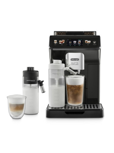 Кафеавтомат DeLonghi Eletta Explore ECAM450.65.G, 1450W, 19 bar, 1.8l, Wi-Fi, Сензорен TFT дисплей, LatteCrema hot/cool, Twin Shot, To-Go, +Мляно кафе