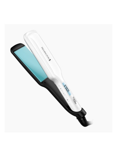 Преса за коса Remington S8550 Shine Therapy, Керамично покритие с арганово масло+витамин Е, 235°C, 10 настройки, Широки плочи, Бързо загряване, Бял