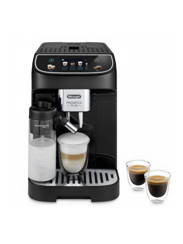 Кафеавтомат DeLonghi Magnifica PLUS ECAM 320.60.B, 1450W, 15 bar, 1.8l, 15 програми, 13 нива на смилане, TFT тъчскрийн, LatteCrema Hot, Опция за кафе 