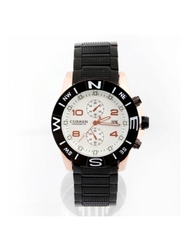 Мъжки часовник с черна метална каишка