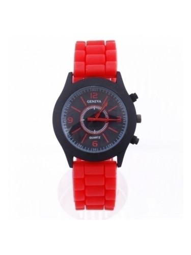 Спортен часовник с червена каишка