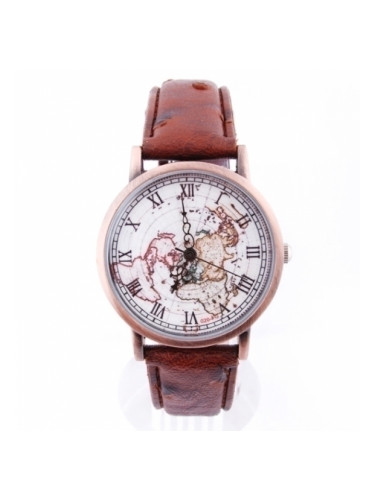 Кафяв часовник с карта