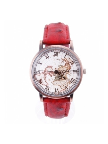 Червен часовник с карта