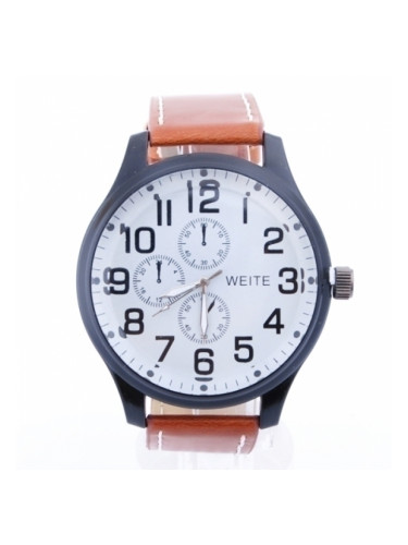 Спортен часовник с кафява каишка