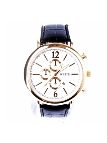 Елегантен часовник със златисто и черна каишка