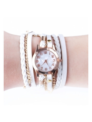 Бял часовник-гривна със златна верижка