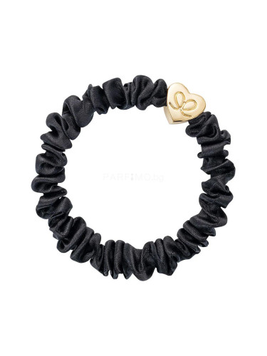 By Eloise London Skinny Silk Scrunchie Gold Heart Ластик за коса за жени 1 бр Нюанс Black