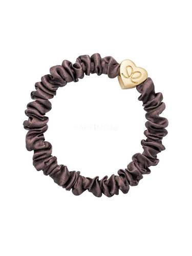 By Eloise London Skinny Silk Scrunchie Gold Heart Ластик за коса за жени 1 бр Нюанс Mocha