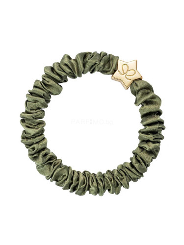 By Eloise London Skinny Silk Scrunchie Gold Star Ластик за коса за жени 1 бр Нюанс Olive Green
