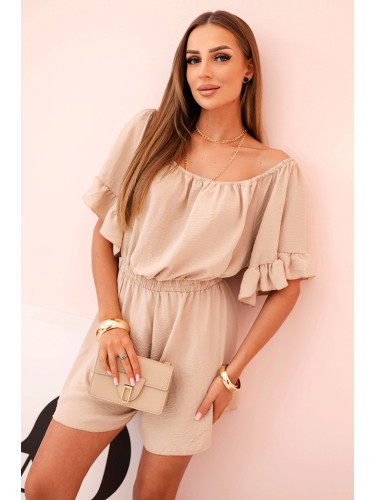 Дамски летен гащеризон с открити рамене