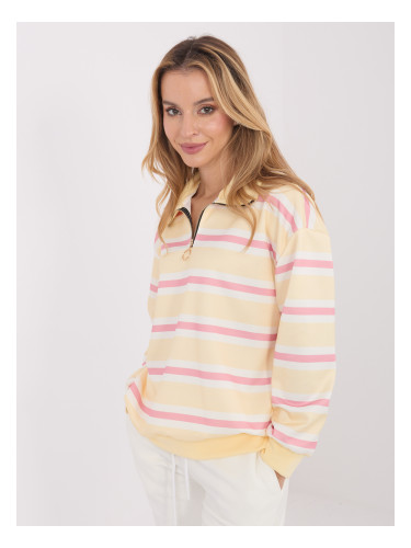 Жълт раиран суитшърт с цип