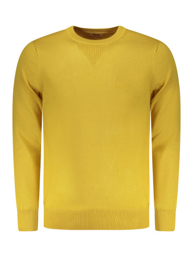 Мъжки жълт пуловер с бродерия