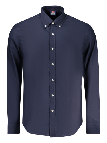 Мъжка синя риза с дълъг ръкав