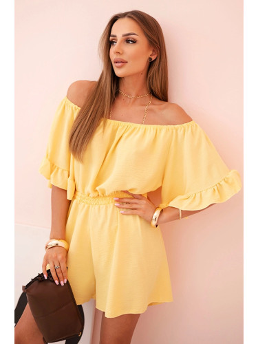 Дамски летен гащеризон с открити рамене