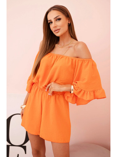 Дамски летен гащеризон с открити рамене