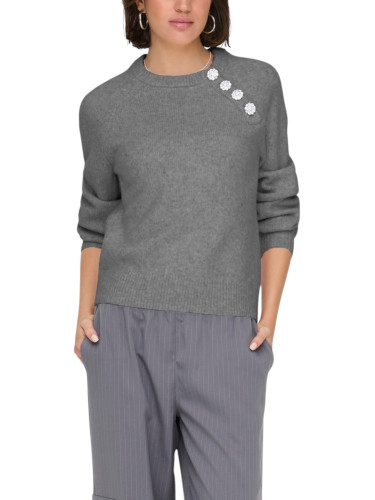 Сив пуловер с декоративни копчета