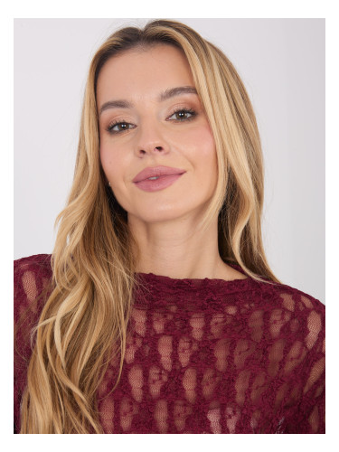 Дантелена блуза в бордо цвят