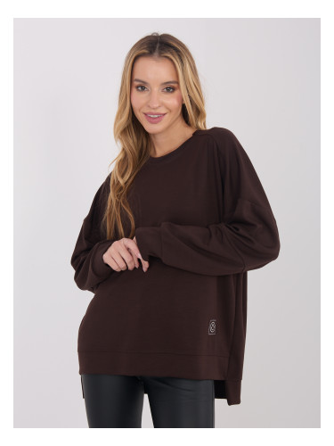 Дамски кафяв суичър с качулка