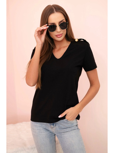 Дамска памучна блуза с V-образно деколте
