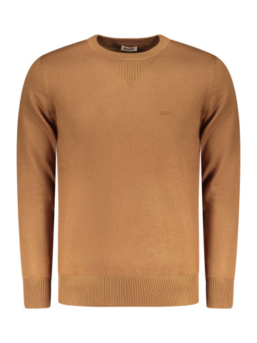 Мъжки кафяв пуловер с кръгло деколте