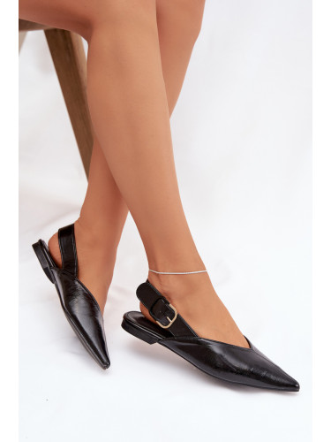 Boto Лакирани балерини с щипка Черни Rinalle