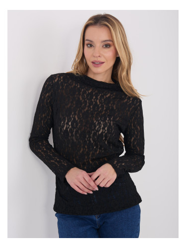 Дантелена блуза в черно