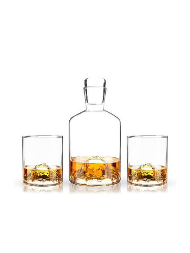 Луксозен комплект за уиски VISKI MOUNTAIN от две чаши и гарафа
