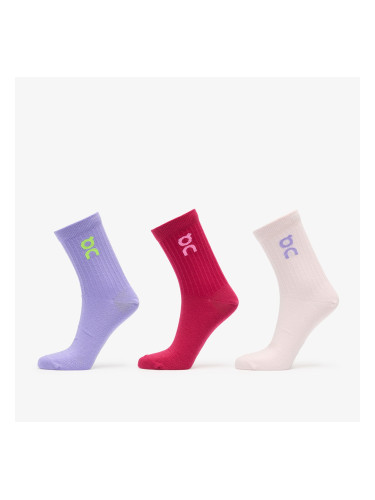 On Logo Sock High 3-Pack Orchid/ Comet L