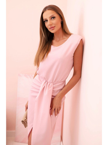 Kesi Women’s cotton ribbed dress with a V-neck and buttons dark mint