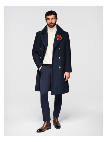 Ombre Men's double-breasted coat with wool and decorative appliqués -