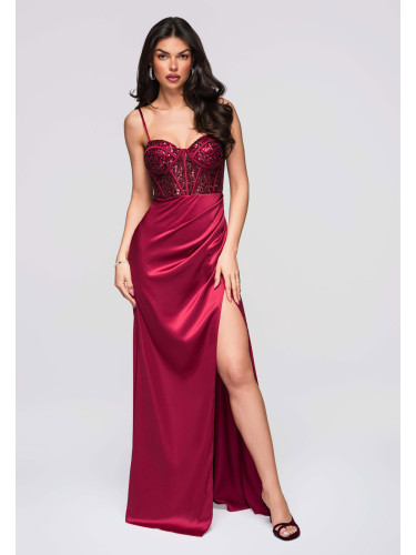 Макси вечерна рокля с корсет и пайети