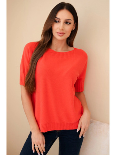 Дамски оувърсайз пуловер с къс ръкав