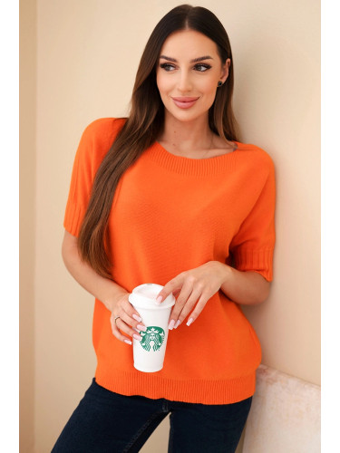 Дамски оувърсайз пуловер с къс ръкав