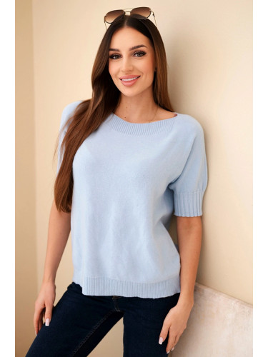 Дамски оувърсайз пуловер с къс ръкав