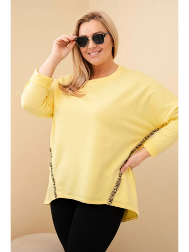 Дамска блуза с големи размери и леопардов кант