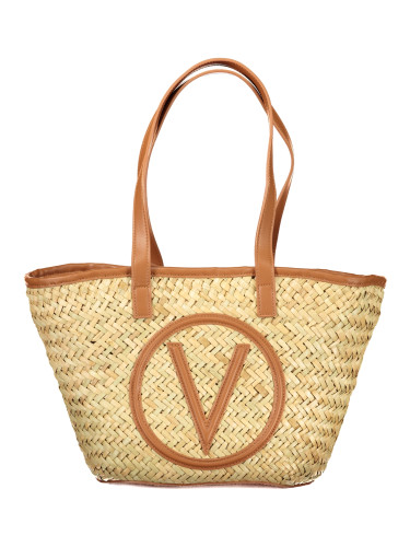 Плетена плажна чанта с кожени дръжки