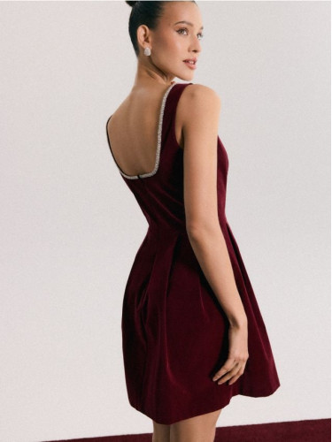 Mohito - Велурена мини рокля - махагон