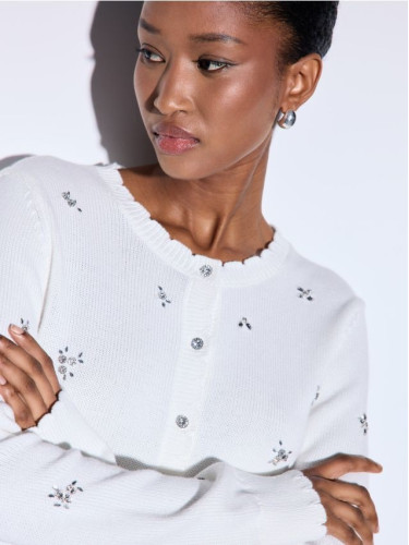 Mohito - Памучна жилетка - кремaво