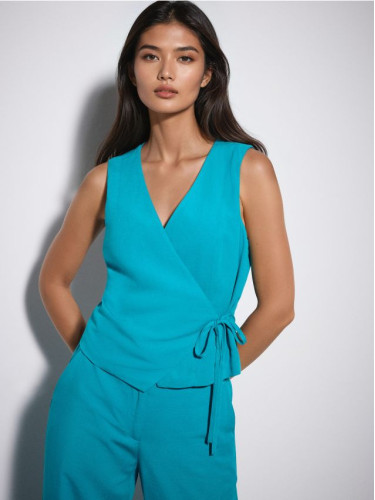 Mohito - Елек с връзка на талията - тюркоазено