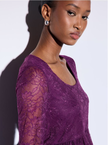 Mohito - Лека блуза с дантела - тъмно лилаво