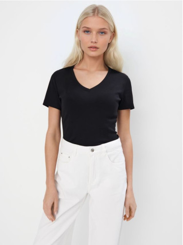 Mohito - Тениска с остро деколте - черен