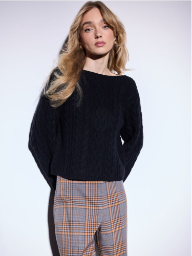 Mohito - Пуловер с декоративна плетка - черен