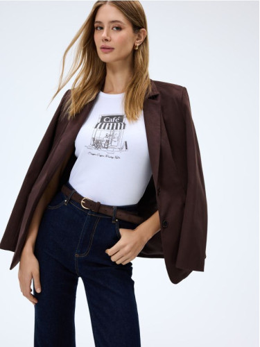 Mohito - Тениска с щампа - бяло