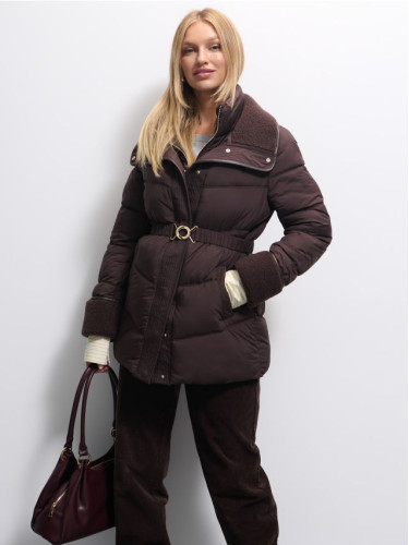 Mohito - Капитонирано яке с връзващ се колан - кафяво