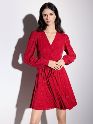 Mohito - Мини рокля с метализирана нишка - червен
