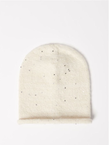 Mohito - Шапка beanie с пайети - кремaво