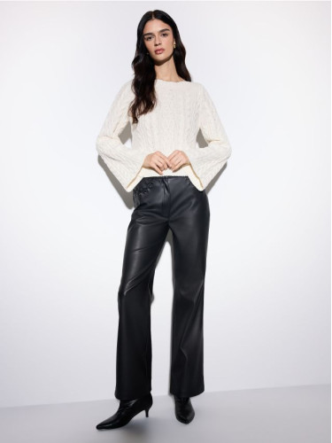 Mohito - Пуловер с декоративна плетка - кремaво